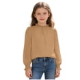 thumbnail image 1 of Crop Top Camisas de Manga Larga para las Mujeres Color Sólido Fleece Elástico de Manga Larga Puño Plegado Cuello Dulce Y Adorable Camisas de Niños para Niños Camisas de Manga Larga para Niños, 1 of 6