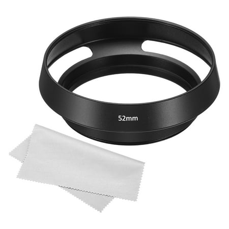 Uxcell 52mm Lens Hood Standard Vented Matte Surface Hood with Cleaning Cloth for Camera Lens Black