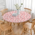 thumbnail image 3 of Pink Cow Sweater Pattern Round Fitted Tablecloth with Elastic Edge,Dining Table Cover Waterproof,Outdoor Round Tablecloth for Camping,Dining,Indoor and Outdoor, 3 of 7