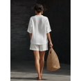 thumbnail image 5 of Women 2 Piece Short Sets Summer Lounge Outfits Sets Short Sleeve Trendy Casual Matching Set White L, 5 of 6