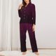 thumbnail image 2 of Balery Dark Purple Glitter Conjunto de Pijama con Estampado para Mujer, Conjunto de Dos Piezas con Manga Larga, Ropa de Dormir Suave con Bolsillos, Pijamas Cómodos-XX-Large, 2 of 7
