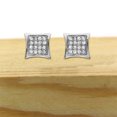thumbnail image 4 of Dazzlingrock Collection 0.05 CT Round White Diamond Kite Stud Earrings For Men in 10K White Gold, 4 of 5