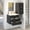 Black MDF Iron2, variant on LHSHID Wall Mounted Floating Cabinet,12inch Side Cabinet with Drawers,Mutifunctional Cabinet for Bathroom,Living Room(Bathroom Vanity Not Included)