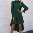 thumbnail image 5 of BLVB Women's Long Sleeve Dresses Trendy Crew Neck High Low Dress Solid Color Casual Flowy Fall Dresses Green, 5 of 6