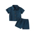 thumbnail image 2 of Musuos Little Boys Casual Shorts Set, 2Y 3Y 4Y 5Y 6Y Short Sleeve Button-down Shirt with Elastic Waist Shorts Summer Outfit, 2 of 9
