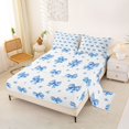 thumbnail image 2 of spefrowx Cartoon Blue Bow Queen Sheets for Girls, Watercolor Floral Queen Sheet Sets, 4pcs, 1 Flat Sheet, 1 Fitted Sheet and 2 Pillowcases, 2 of 6