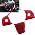 thumbnail image 4 of Steering Wheel Decoration, Waterproof Easy Clean Antiscratch 3Pcs/Set Interior Accessories Red Steering Wheel Trim  For Car, 4 of 8