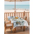 thumbnail image 2 of Outdoor Table Cloth with Umbrella Hole and Zipper, Blue Pumpkin Fall Waterproof Rectangle Tablecloth 60"x102", Green Thanksgiving Leaves Floral Washable Table Cover for Outside Party Patio Picnic, 2 of 8