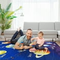 thumbnail image 3 of Ottomanson Non-Slip Educational Planets 5x7 Area Rug for Kids Playroom, 5' x 6'6", Navy, 3 of 8