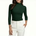 thumbnail image 4 of Guieoi Tops for Women Plus Size 2025 Trendy Womens Solid Color Turtleneck 3/4 Sleeve Slim Blouse Tops Green Black*Friday/Cyber*Monday, 4 of 9