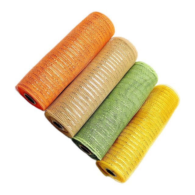 Billuyoard 5Rolls Decor Mesh Ribbon 6 x10yds Foil for Halloween Wreaths Swags Tela de costura y artesanía 4 piezas tipo 6
