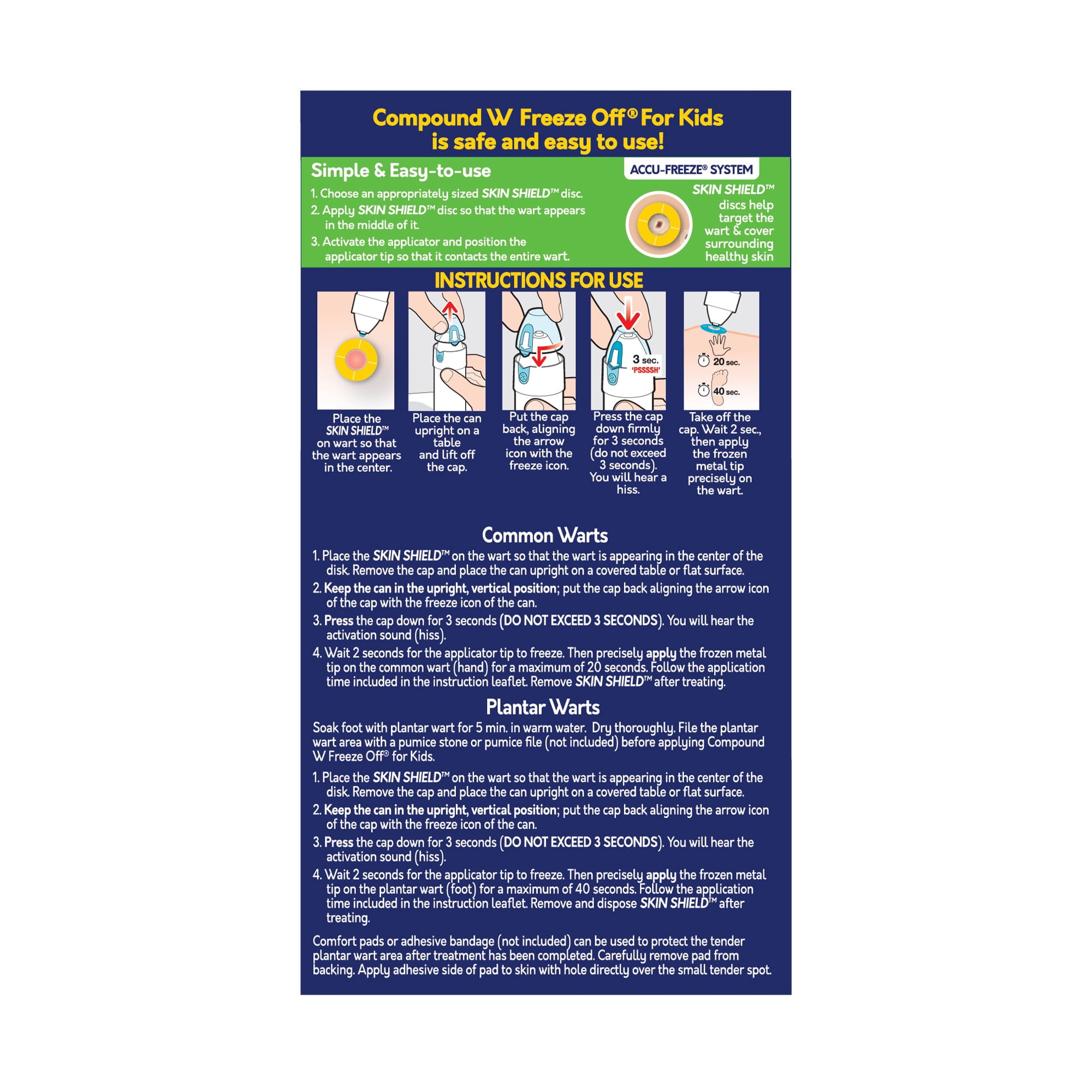 Compound W Freeze Off for Kids Wart Remover, 15 Applications 18 Skin Shield Discs, For Common and Plantar Wart Removal
