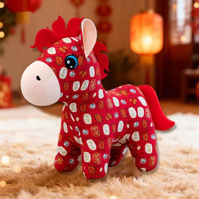 Muñeco de peluche de caballo, figura de peluche, regalo de cumpleaños de año Nuevo chino, juguete de dibujos animados, escultura, estatua de animal Estilo C 15 cm