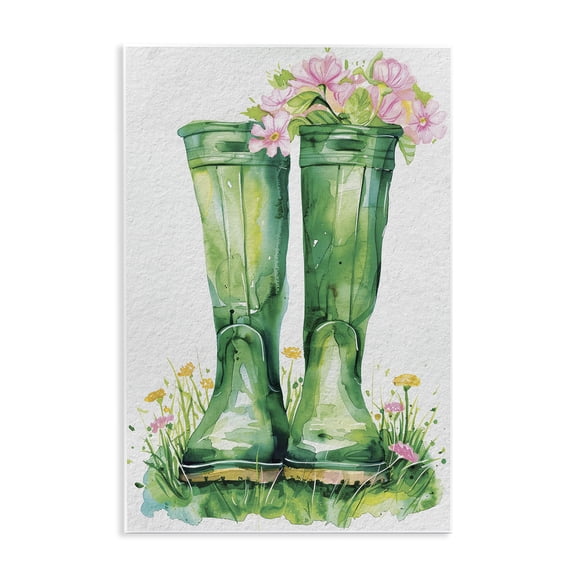 Stupell Industries Spring Blooms Green Rainboots Wall Plaque Art design by Daisy A., 15 x 10