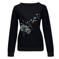 thumbnail image 5 of IROINID Réduit Womens Manches Longues Tops Col Rond Imprimé Ample Détente Couverture Chandail à Capuchon Tops, Noir, 5 of 5