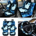 thumbnail image 3 of Jeiento Blue Cute Cat Car Seat Cover Set 15 PCS, with Steering Wheel Cover Seat Belt Cushion Pad Garbage Bag Air Vent Pocket Rearview Mirror Cover Coasters Keychain for SUV Trucks Sedans, 3 of 7