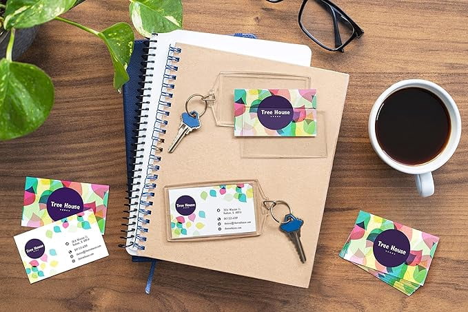 Snapins 2" x 3.5" Clear Acrylic Business Card Keychains - Pack of 25