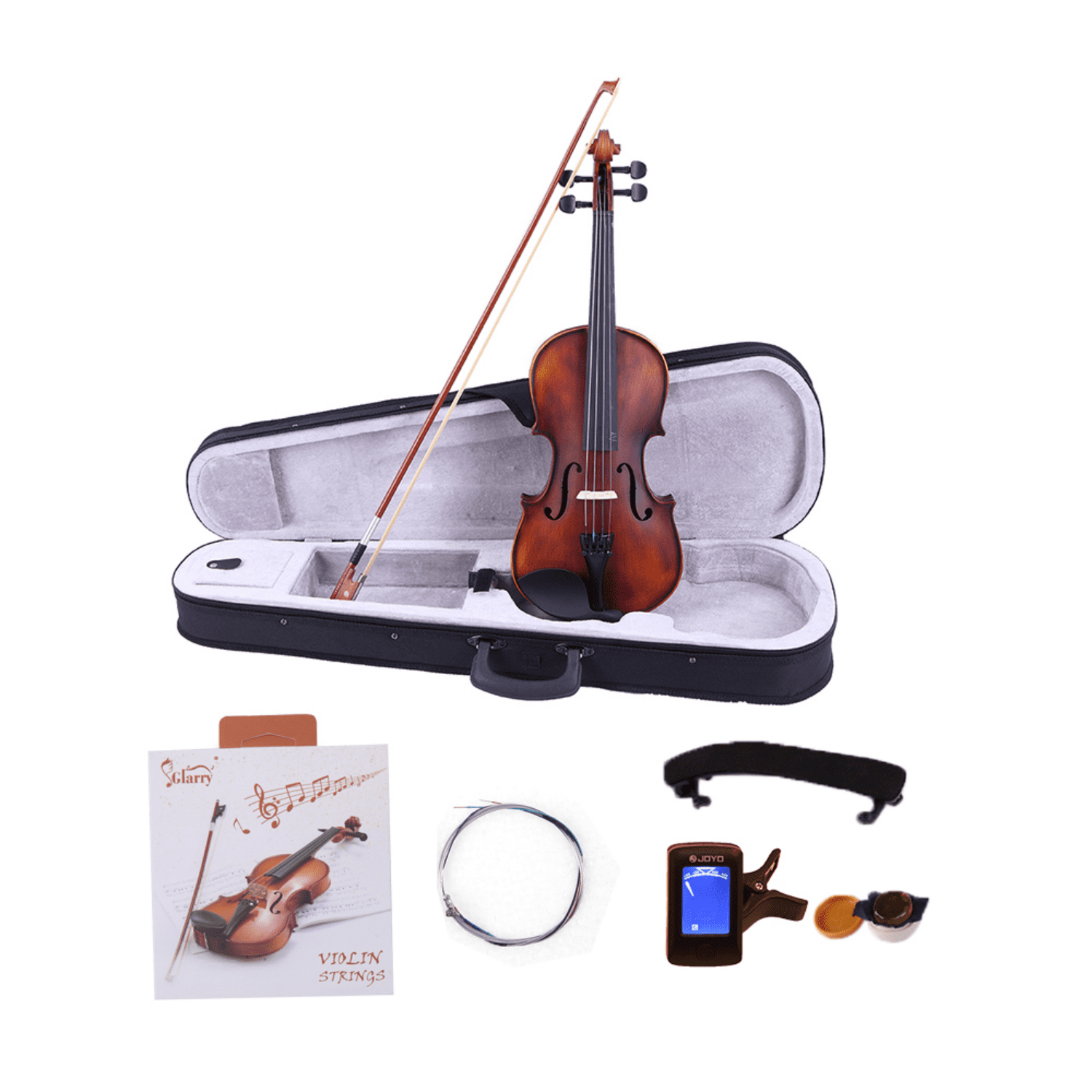 Hassch Violin 4/4 with Case, Rosin and Bow, Fiddle Beginner Set with Strings, Shoulder Rest and Electronic Tuner, Dark Goldenrod