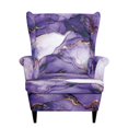 thumbnail image 2 of Jiueut Purple Golden Marble Print 2 Piece Wingback Chair Covers Stretch Wing Chair Slipcover Wing Back Chair Covers with Arms Washable Armchair Cover Protection Furniture for Living Room Bedroom, 2 of 6