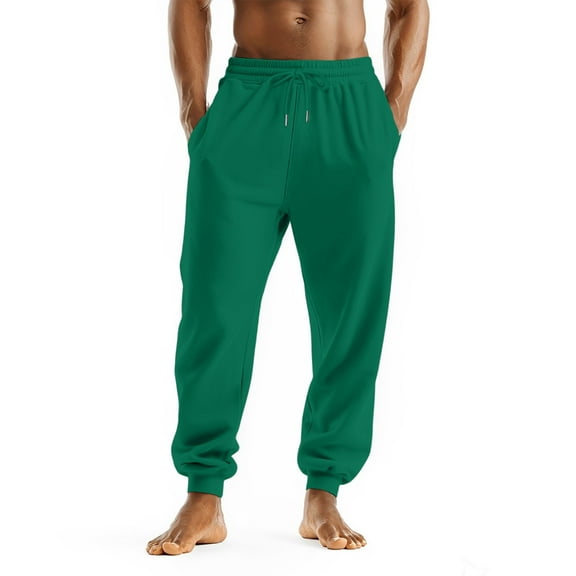 Knosfe Mens Big and Tall Sweatpants Joggers Fall Winter Fashion 2025 Fleece Basic Active Comfy Casual Workout Pants Green XL