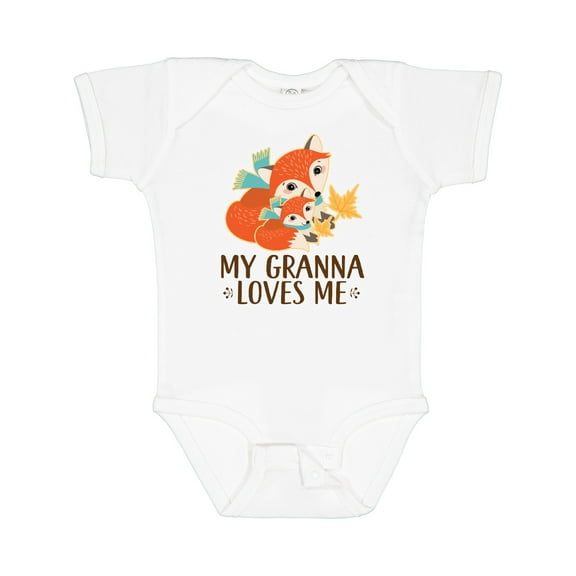Inktastic Granna Loves Me Woodland Fox Boys or Girls Baby Bodysuit