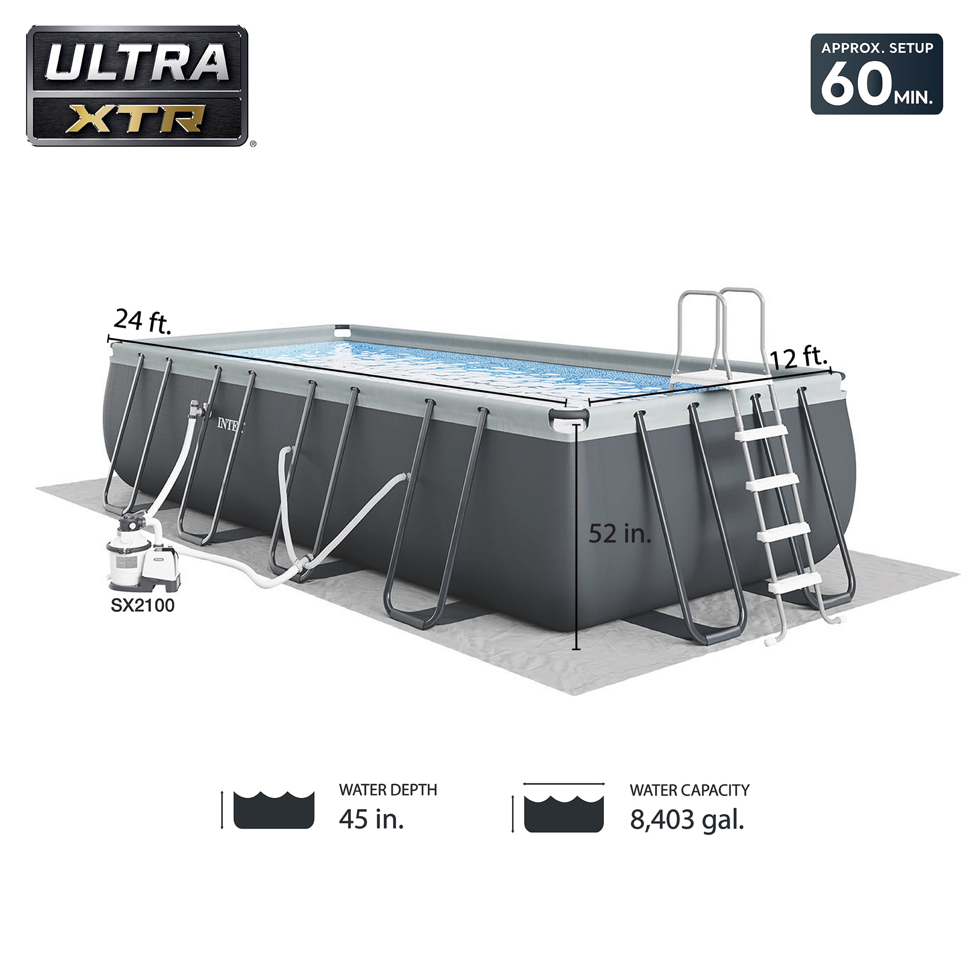 INTEX Ultra XTR 24ft x 52in Above Ground Swimming Pool Set w/ Filter Pump