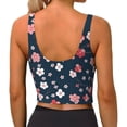 thumbnail image 3 of Bixox Women's Cherry Blossoms Pattern Fitness Navel Tank Top U-Back Yoga Tank Top Sweatshirt Sports Bra, 3 of 7