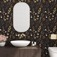 thumbnail image 2 of Black Floral Wallpaper Peel and Stick, Dark Gold Vintage Flower Contact Paper, Golden/White Botanical Wall Paper Self Adhesive Waterproof Removable for Room Cabinet Drawer Table Decor 17.5" x 118", 2 of 15