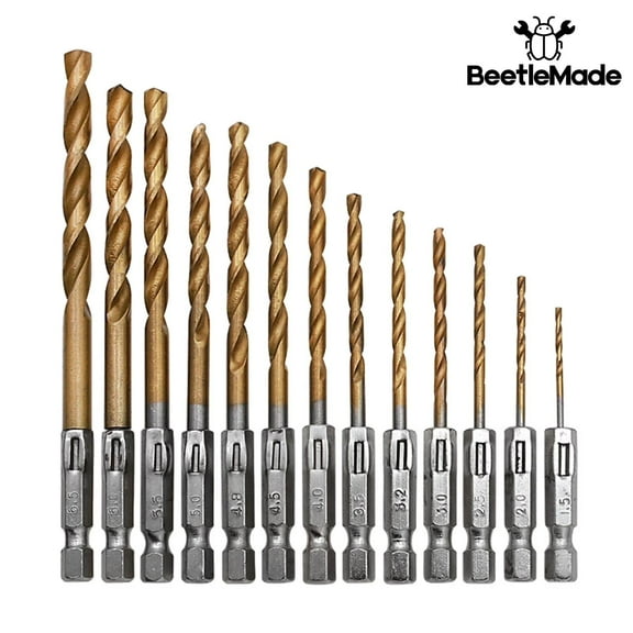BeetleMade 13 Pieces Hex Shank Drill Bit Set