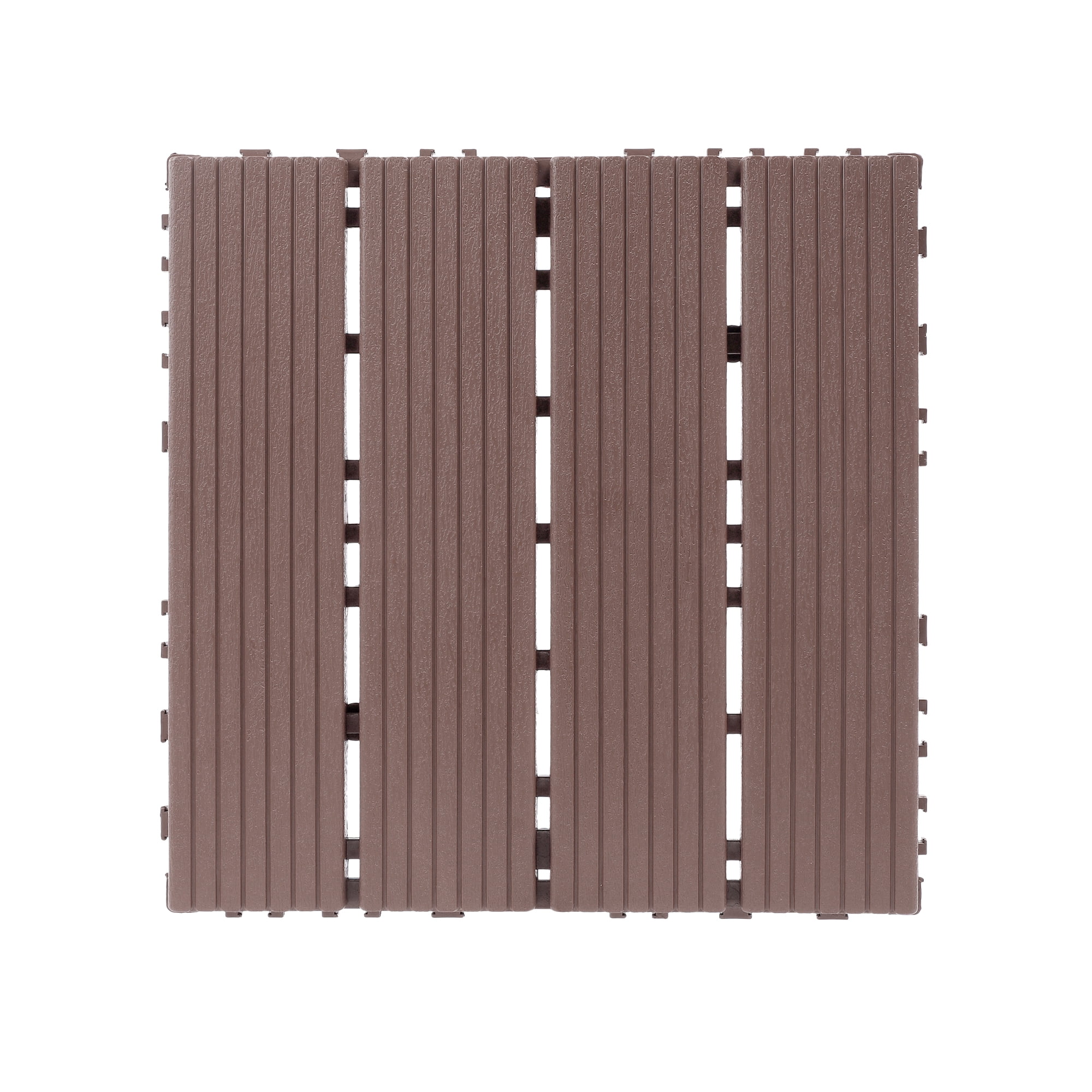 Plastic Interlocking Decking Tiles, 44 Packs Of Terrace Decking Tiles, 12"x12" Waterproof For All-Weather Use, Backyard Pool Decking Tiles, Brown