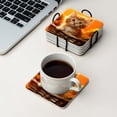 thumbnail image 4 of BaHomeck Drink Coasters Set Of 6 With Holder Cute Ginger Kitten Sits In Basket Among Sunflowers Water Absorbent Ceramic Coasters Tabletop Protection,Suitable For Various Cup,Home Decor, 4 of 4