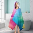 thumbnail image 6 of Rainbow Tie Dye Swirl Pattern Hooded Bath Towel，60"x35" for Ages 3 To 12 Kids, Quick Dry Lightweight Soft Microfiber Hood Beach Towel Cover Up for Kids, 6 of 7