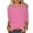 Pink, variant on 3/4 Length Sleeve Womens Tops Casual Loose Fit Crewneck T-Shirts Cute Solid Three Quarter Tunic
