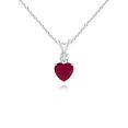 thumbnail image 1 of Angara Natural Ruby Necklace - Heart-Shaped Ruby Rabbit Ear Bale Pendant in 14K White Gold for Women, 1 of 10