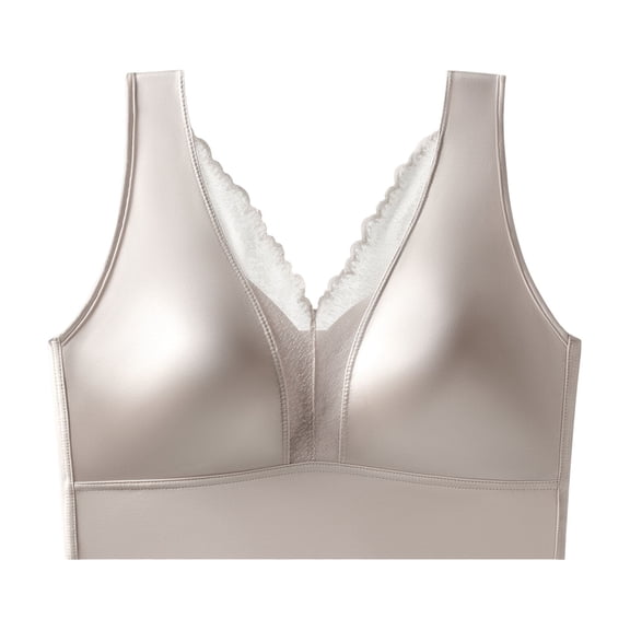Kvture Seamless Satin Wireless Bra for Women Deep V Lace Trim Full Coverage Comfort No Underwire Everyday Bras Gray Bras XL