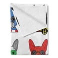 thumbnail image 2 of Superhero Soft Flannel Fleece Throw Blanket, Bulldog Superheroes Fun Cartoon Puppies in Disguise Costume Dogs Print, Cozy Plush for Indoor and Outdoor Use, 60" x 80", Multicolor, by Ambesonne, 2 of 5