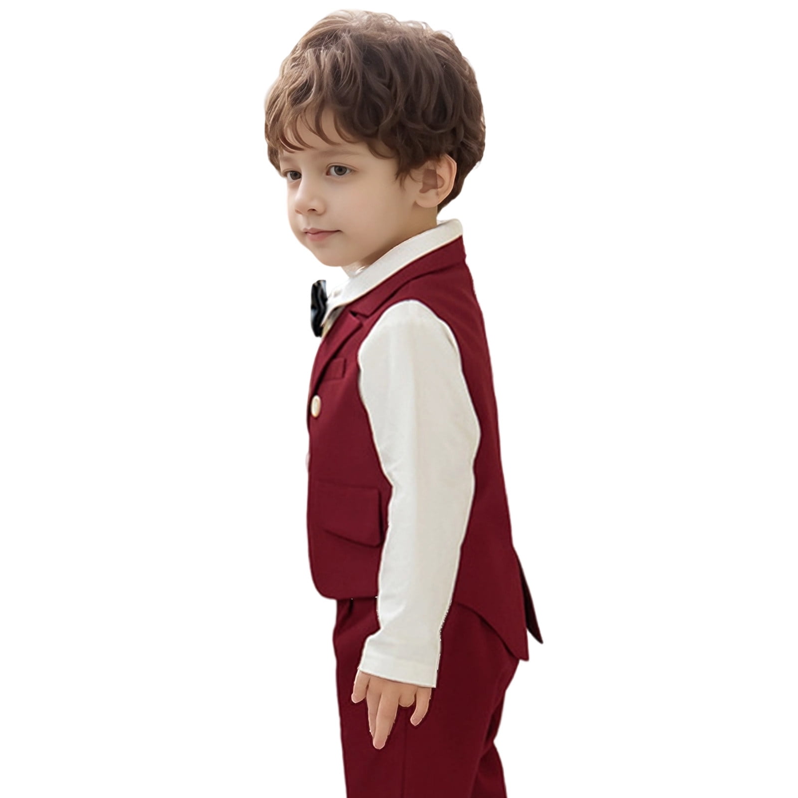 Dressy Baby Toddler Boy 5 Pcs Set Formal Tuxedo Suits No Tail Wedding Christening Baptism Outfits,Size:1-2 Years