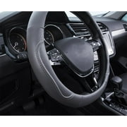 Auto Drive 1-piece Stitch Leather Steering Wheel Cover Gray - Universal Fit for Car SUV Truck