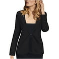 thumbnail image 2 of Womens Blazers Suit Elegant Black Jacket Blazers Notched Lapel Workwear Classic Formal Long Sleeve Suits Open Front Cardigan Casual Work Office Cropped Blazer Jackets for Ladies, 2 of 6