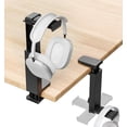 thumbnail image 2 of Headphone Stand & Hanger for Desk, 2 in 1 Above & Under Desk Gaming Headset Holder Mount with Height Adjustable & Rotating Clamp, Dual-sided Anti-slip Pad, Earphone Rack with Cable Clip, 1 Hooks, 2 of 9
