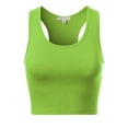 thumbnail image 3 of MixMatchy Women's Cotton Basic Sleeveless Racerback Sports Crop Tank Top, 3 of 4
