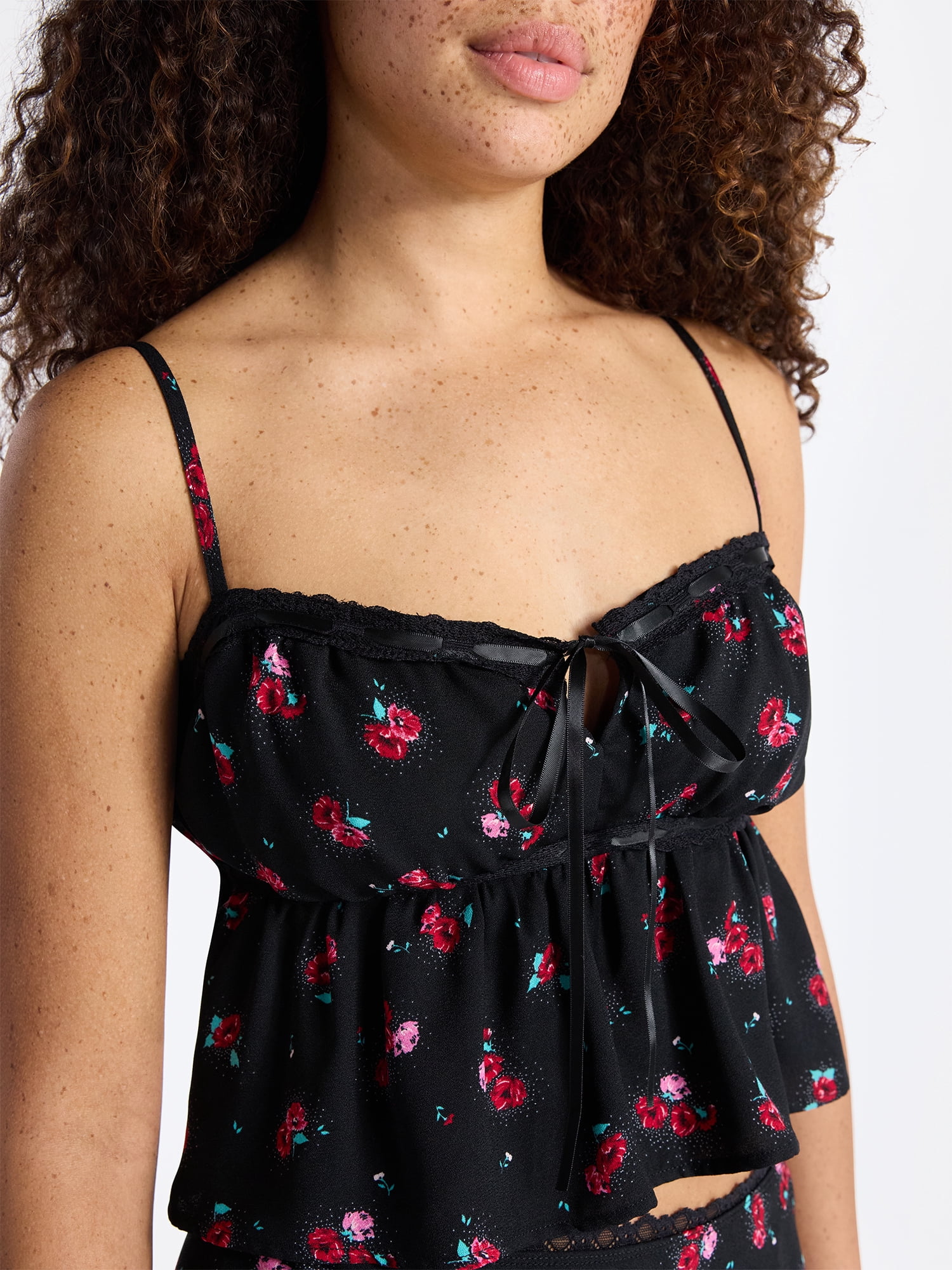 No Boundaries Satin Trim Cami and Maxi Skirt Set, 2-Piece, Women’s