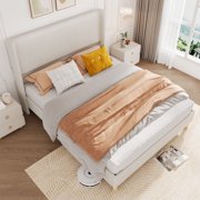 Wingback Bedframe, Corduroy Upholstered Bed Frame, No Box Spring Needed, Solid Wooden Slats, Noise Free
