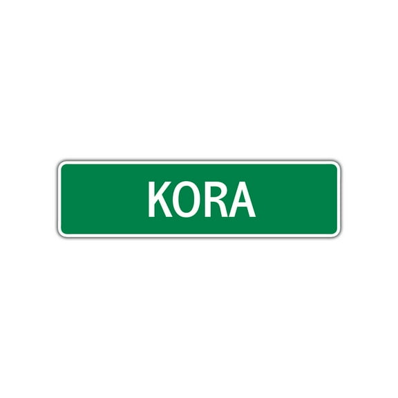 Kora Girls Children Name Letter Printed Label Indoor Outdoor Unique Wall Plaque Decoration Aluminum Metal Sign 4"x13.5"