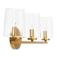 thumbnail image 3 of Robert Stevenson Lighting Berkley - Metal and Glass 3-Light Vanity Light, Brushed Gold, 3 of 5