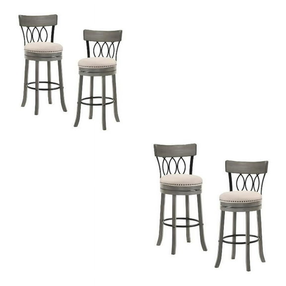 Furniture of America Beka Wood 29 Inch Swivel Bar Stool in Light Gray Set of 4