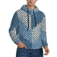 thumbnail image 2 of Sikiie Cozy Knitted Blue Chevron Men's Hoodie, Essentials Hoodie, Sweatshirt, Pullover Hooded Sweatshirt for Men-Small, 2 of 7