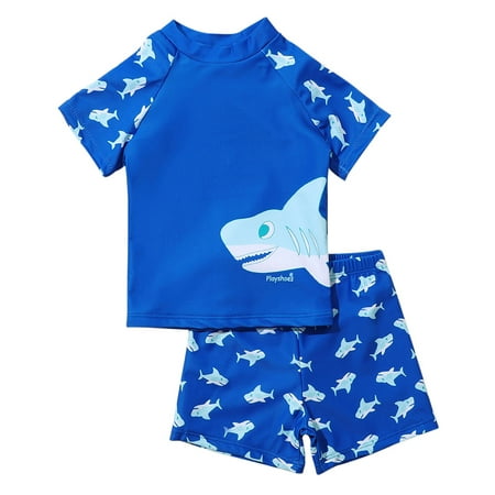 

SYNPOS Kids Boys Hawaii Short Sleeve Rashguard Two Pieces Swimsuit for 1-5T Swimwear