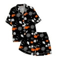 thumbnail image 5 of Pyjama pour Femmes en Satin Imprimé Graphique, Mignon, Tenue de Nuit, Boutons, Hauts à Manches Courtes, Ensembles de Shorts, 5 of 5