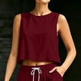 thumbnail image 6 of Aezemi Womens Crop Tank Tops, Faux Cotton Linen Summer Beach Sleeveless Tops, Lightweight Casual Outdoor T Shirt, 6 of 9